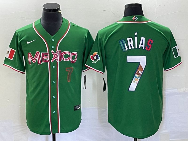 Men 2023 World Cub Mexico 7 Urias Green Nike MLB Jersey4